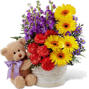 Flower basket W/ Bear