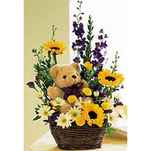 (48)Flower basket W/ Bear