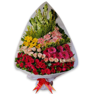 Mixed flowers in a basket