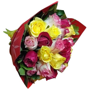 (0004) Rainbow Touch – 18 Rose Bouquet