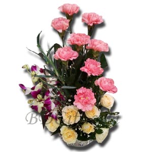 Mixed Flowers in a Basket