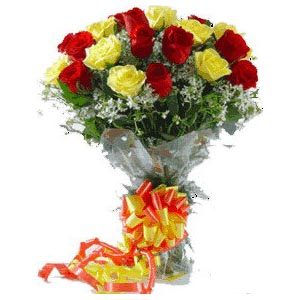 2 dozen red and yellow roses mix