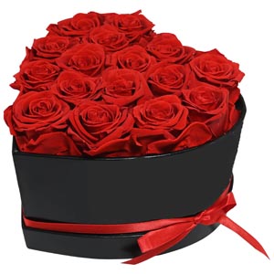(001) Heart Shaped box W/50 Roses