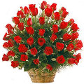 4 dozen red roses in a basket to Bangladesh