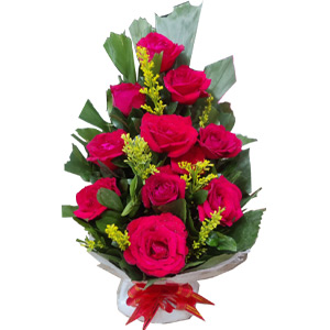Elegant Red Roses Basket (12pcs)