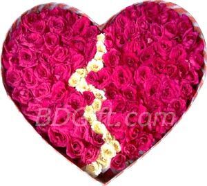 (13) Broken Heart Shaped Roses W/101 Roses