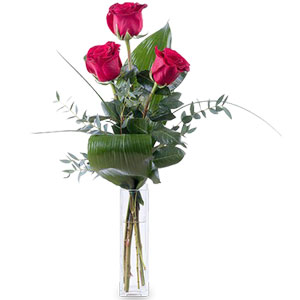 Imported 3 pcs Red Roses in a Vase