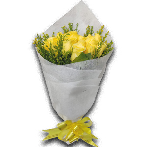 (0009) Sunshine Yellow Rose Bouquet - 12 Stems