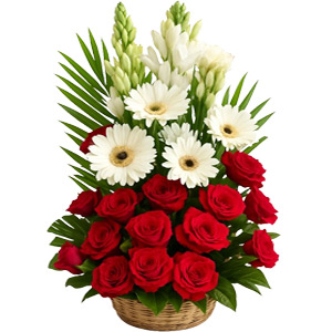 Red & White Flower Basket