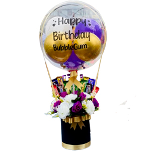 Customized balloon W/ artificial  Flower and Chocolate