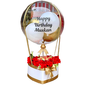 Big Transparent balloon W/ artificial  Flower and Chocolate