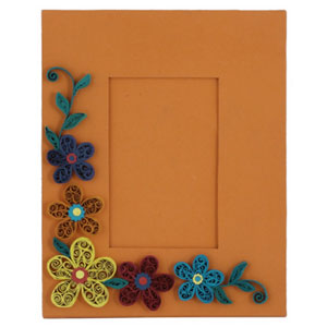 (13) Orange Recycled Handmade Paper Photo Frame