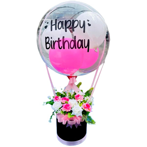 Big Transparent balloon W/ Artificial roses
