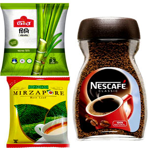 Tea, Coffee, Sugar, Milk etc.