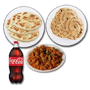 (20) Kabab factory Mutton Korai W/ butter naan, Laccha parata & 2 liter cocacola - 3 Person