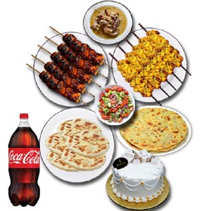 (11) Star Beef Sheek Kabab W/ Naan, Paratha,chicken Reshmi kabab, Mutton Rezala,Salad, Coke and Cake-5 Person