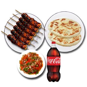 (05) 6 Star Beef Sheek Kabab W/4 Naan and RC cola