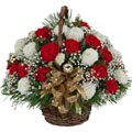 (34) Mixed Carnations W/ Christmas ball For X- mas