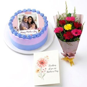 (05)  Photo Cake Combo with Gerbera and Card