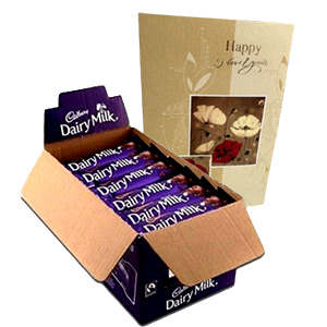 Cadbury Dairy Milk Chocolate Box with New Year Greetings Card