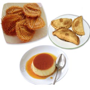 Nakshi Pitha W/ Pudding & Narkel Vaja Puli Pitha