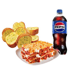 (04) Lasagna W/Garlic Bread & Pepsi For One Person