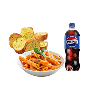 (01) Penne Pasta W/Garlic Bread & Pepsi For One Person