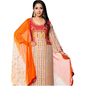 Cotton Salwar Kamiz W/ Georgette Orna