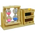 (03) Sand Glass Wooden Pen Holder