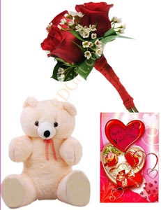 Rose W/ Bear &  Card