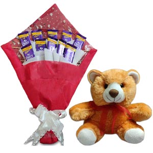(15) Chocolate Bouquet W/ Teddy Bear