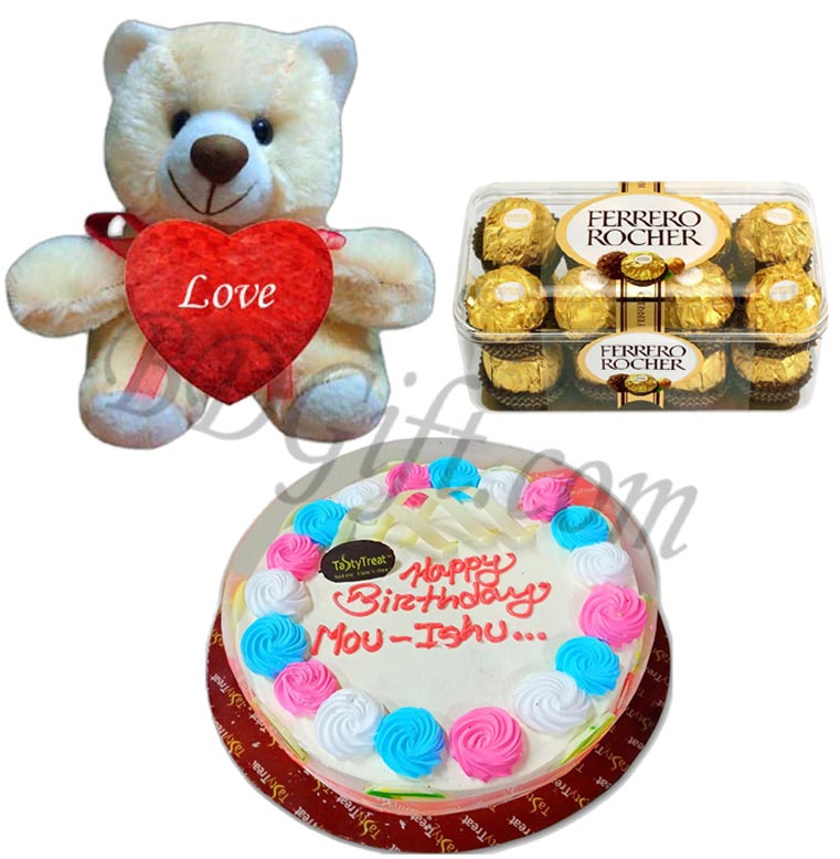 Teddy bear W/ Chocolate & Cake