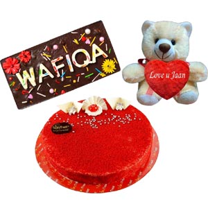 Teddy bear W/ Customized chocolate & Cake