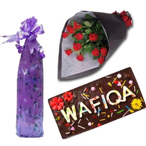 Flowers W/ Chocolate & Bottle message