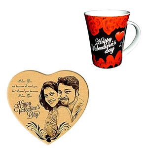 Wooden photo W/ Valentine Mug