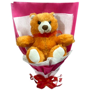 Brown Teddy Bear in a bouquet